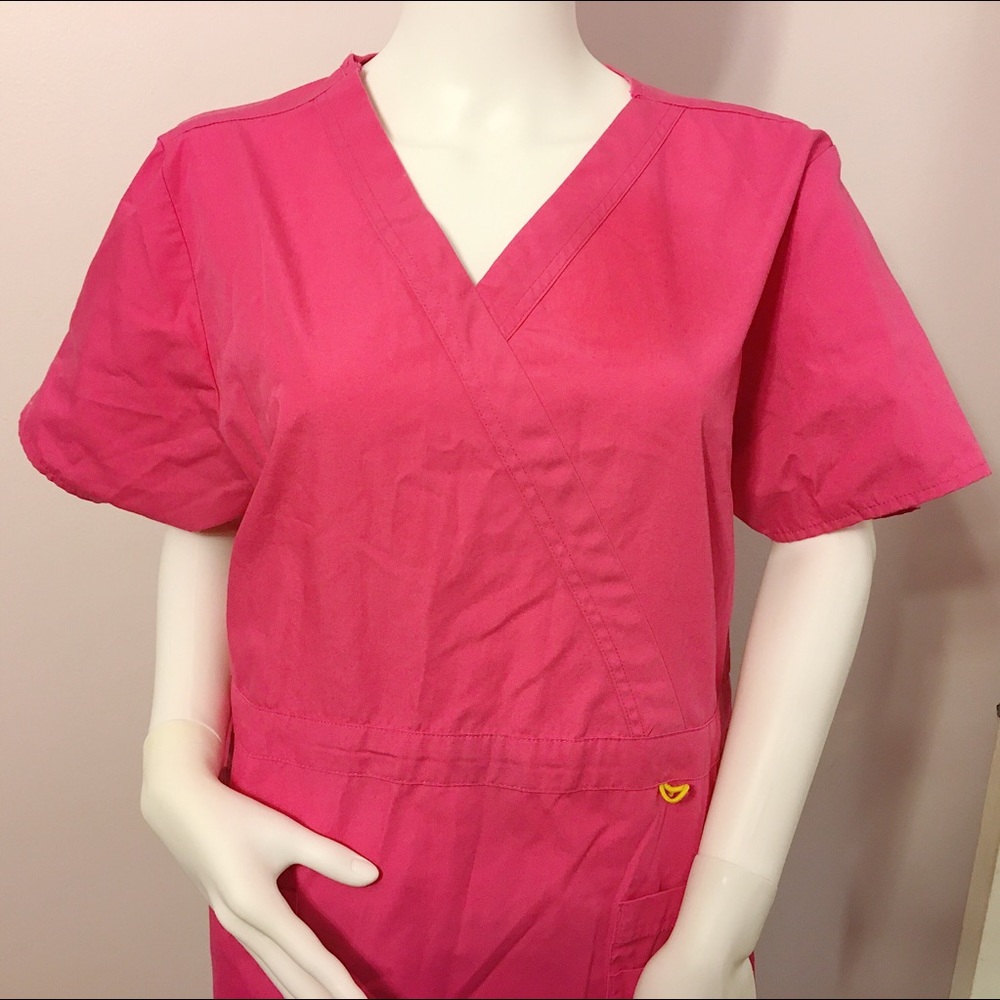 🎆🏩WonderWink Hot Pink XL Medical Scrub Top🚑🌸